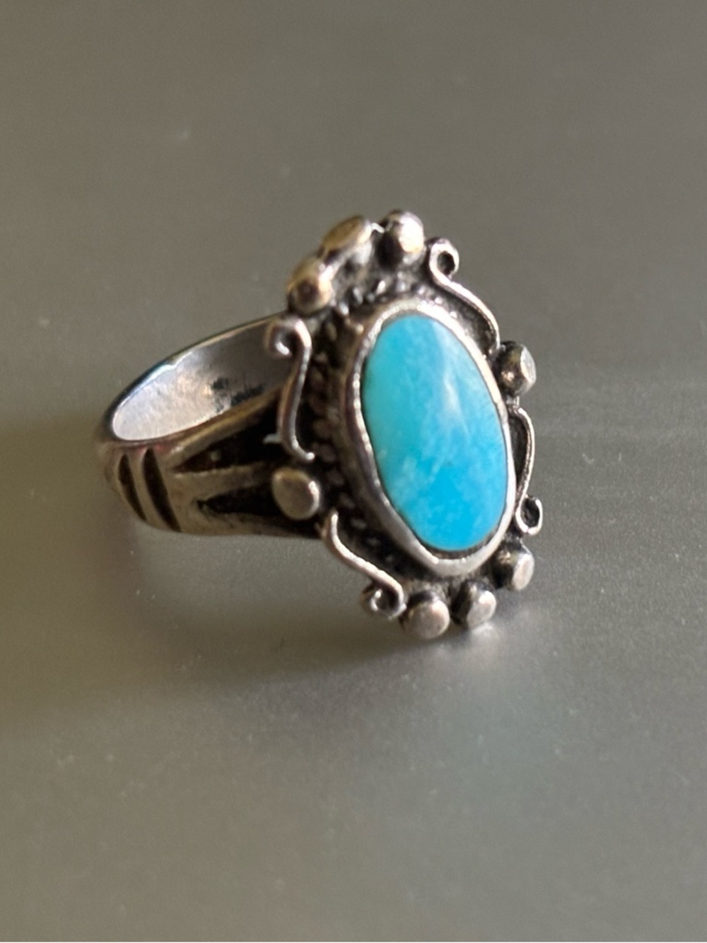 Turquoise Oval Sterling-Silver Women’s Ring